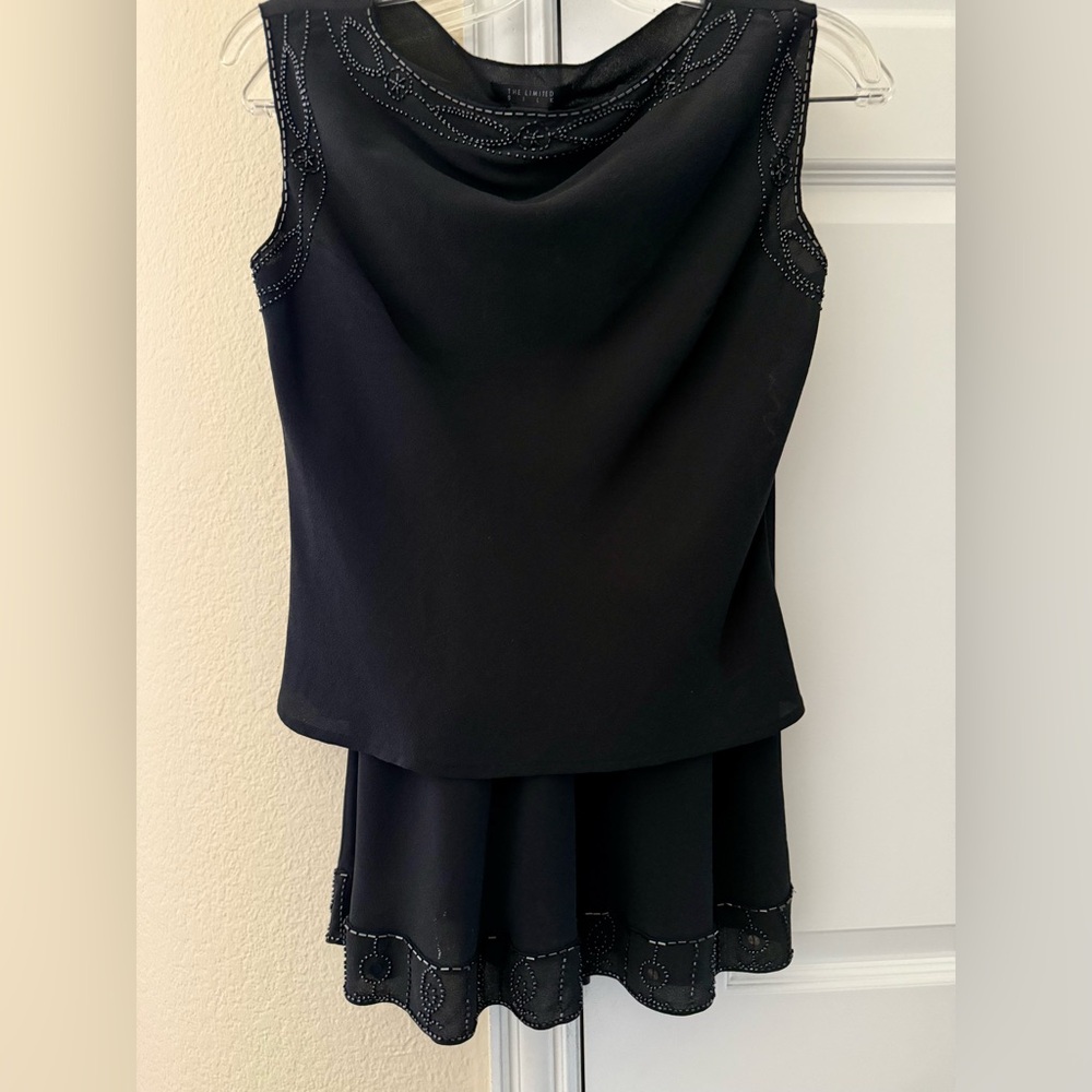 The Limited Black Silk Embellished top and skirt